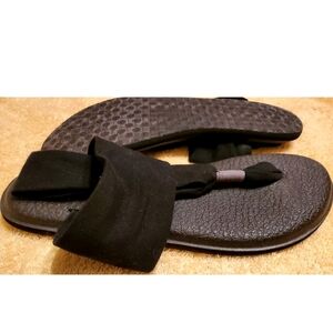 Sanuk Yoga Sling 2 Chill Slingback Womens Size 9 Black Sandals